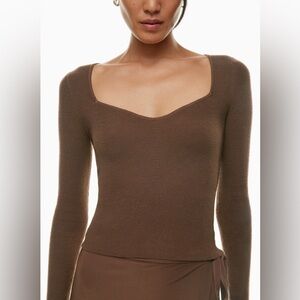 Aritzia Cocoa Long Sleeve Knit Top